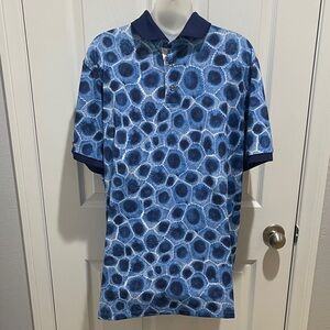 Grayson Blue Patterned Men's Polo Golf Shirt Large The Farm